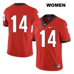 Women's Georgia Bulldogs NCAA #14 DJ Daniel Nike Stitched Red Legend Authentic No Name College Football Jersey AUE8654WC